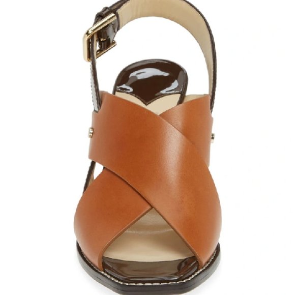 NIB$945 JIMMY CHOO Aix 85 Cross Strap Slingback Sandals Brown Mix Leather 36.5 - Picture 4 of 16